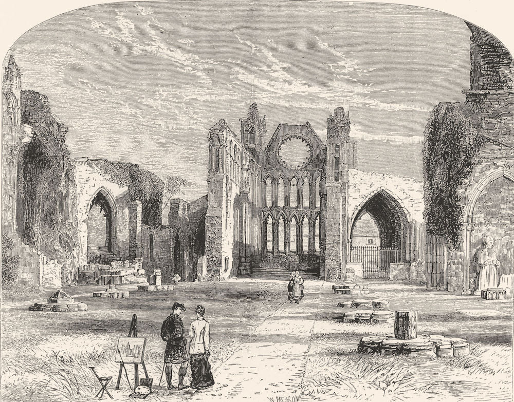 SCOTLAND. The Central Highlands. Elgin Cathedral c1886 old antique print
